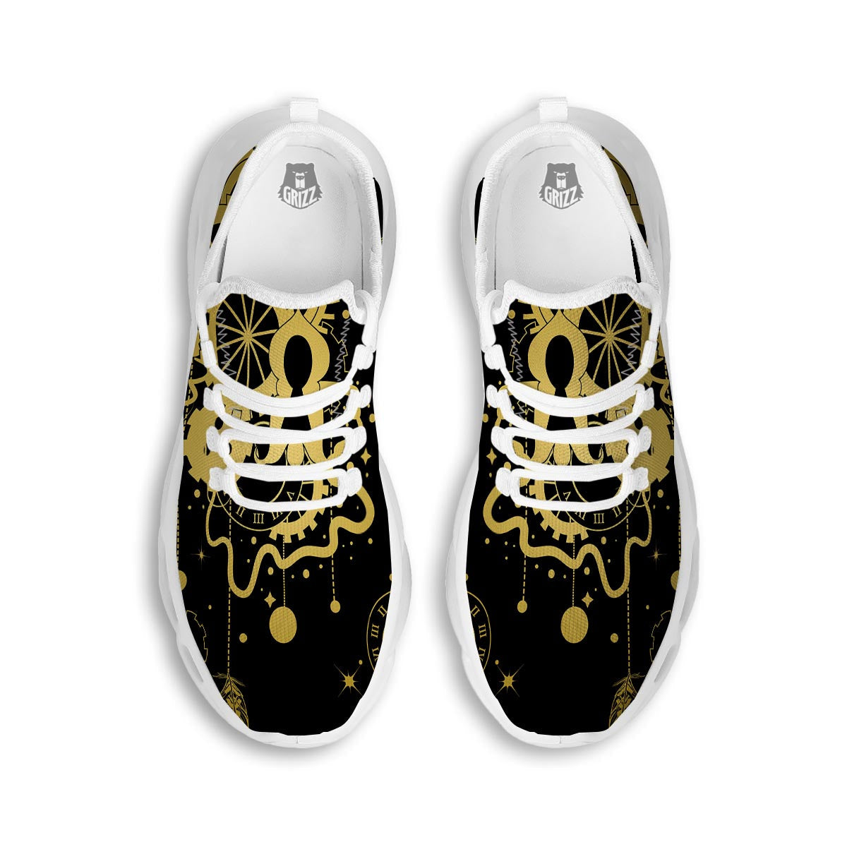 Steampunk Gears Metal Print White Running Shoes-grizzshop