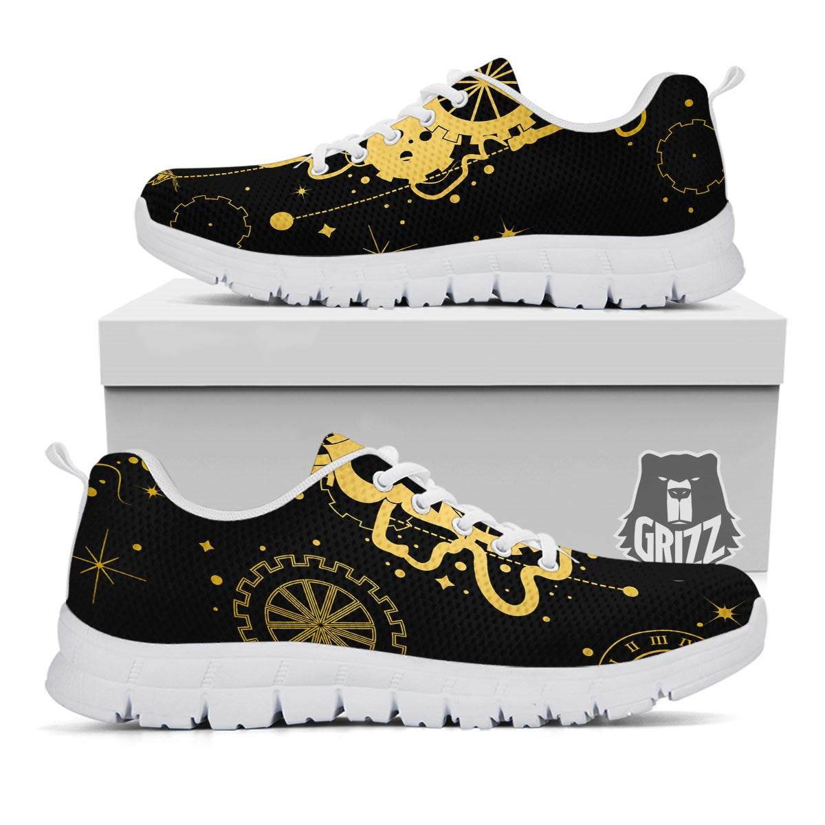 Steampunk Gears Metal Print White Sneaker-grizzshop