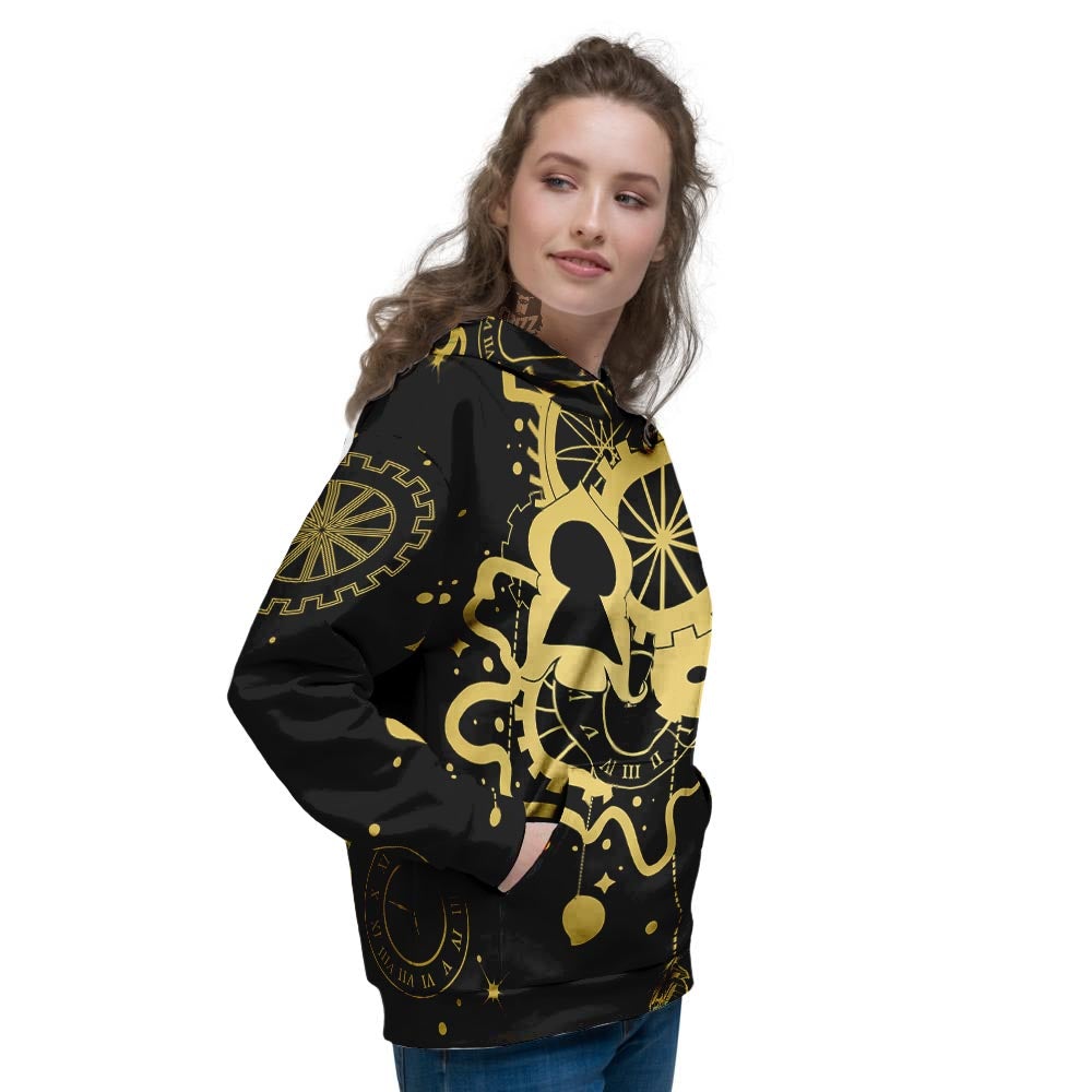 Steampunk Gears Metal Print Women's Hoodie-grizzshop