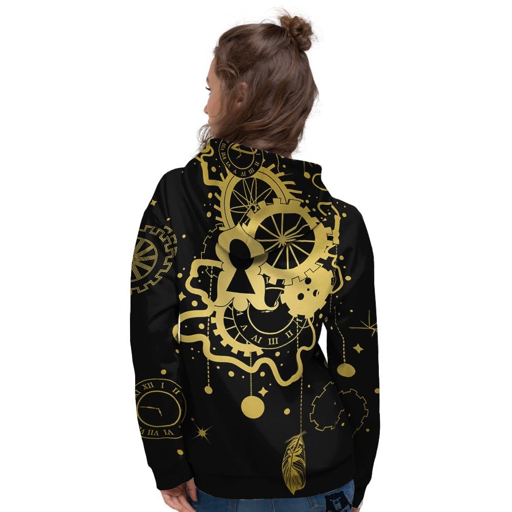 Steampunk Gears Metal Print Women's Hoodie-grizzshop