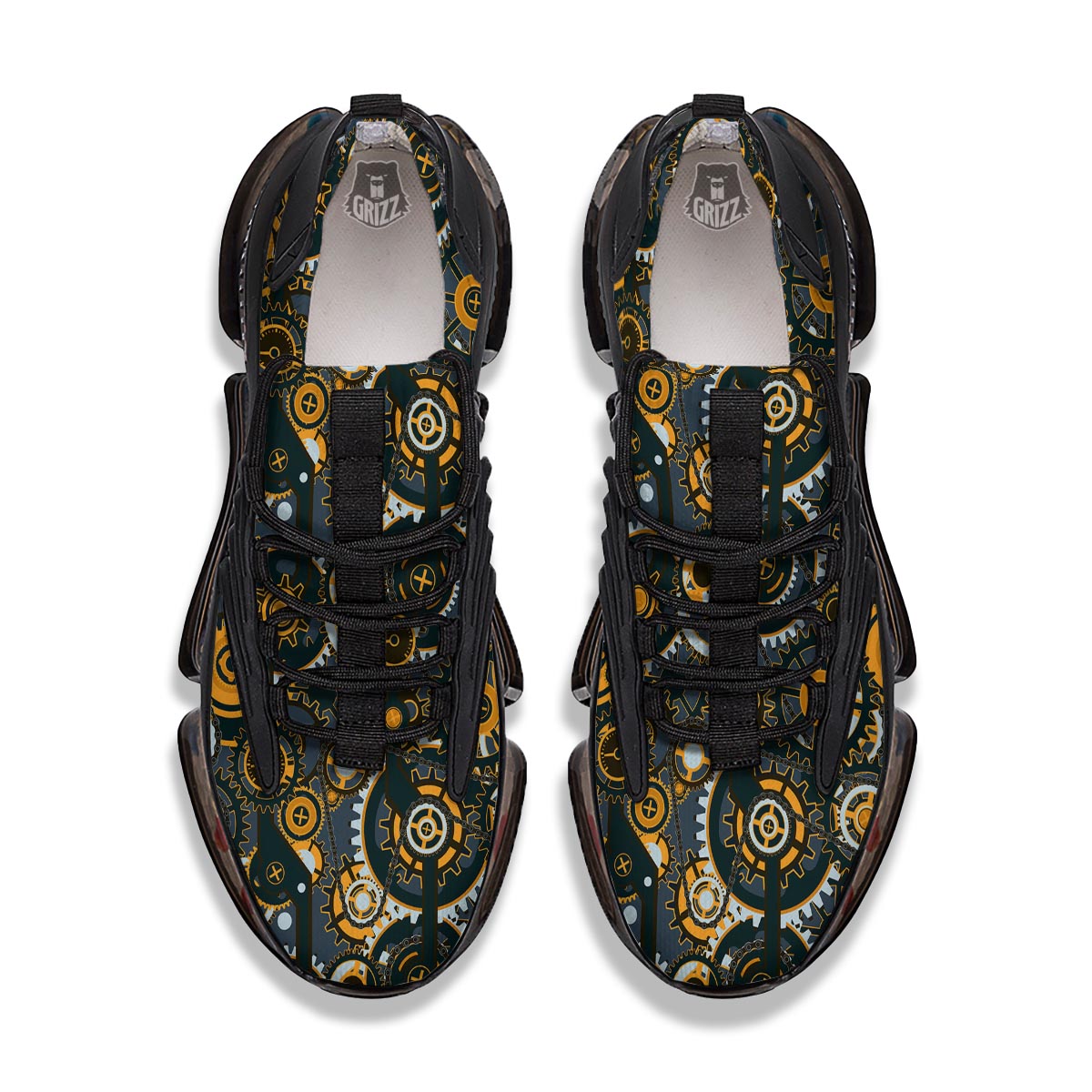 Steampunk Gears Print Pattern Black Gym Shoes-grizzshop