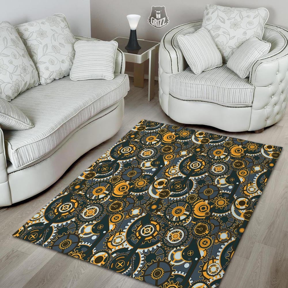 Steampunk Gears Print Pattern Floor Mat-grizzshop