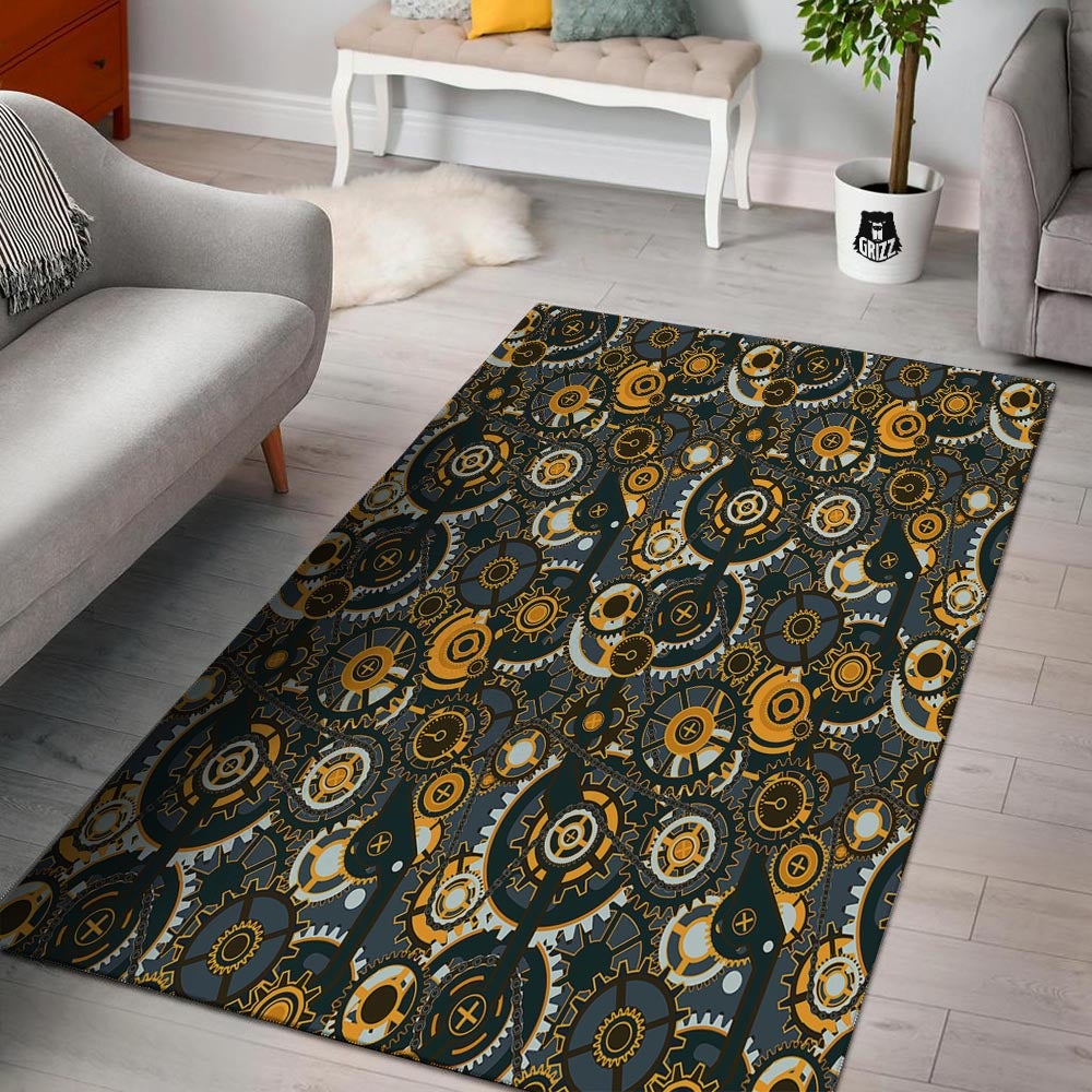 Steampunk Gears Print Pattern Floor Mat-grizzshop