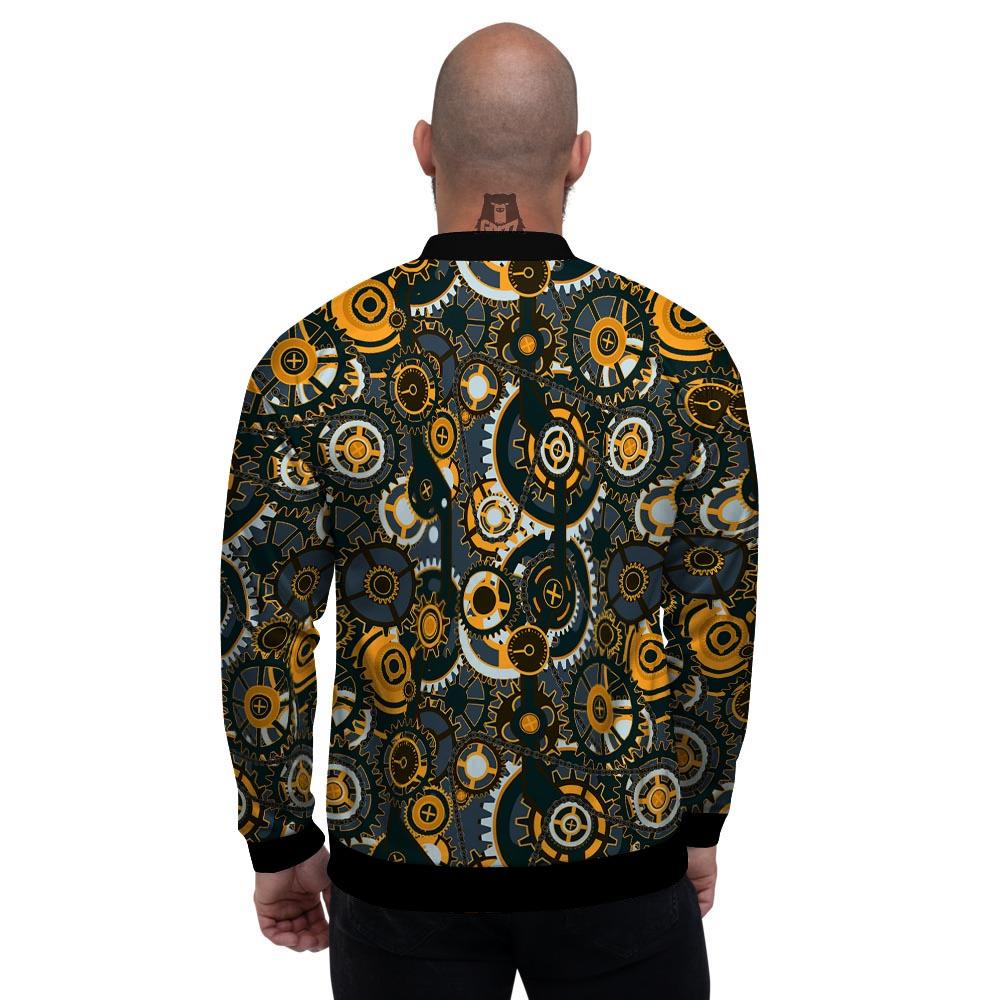Steampunk Gears Print Pattern Men's Bomber Jacket-grizzshop