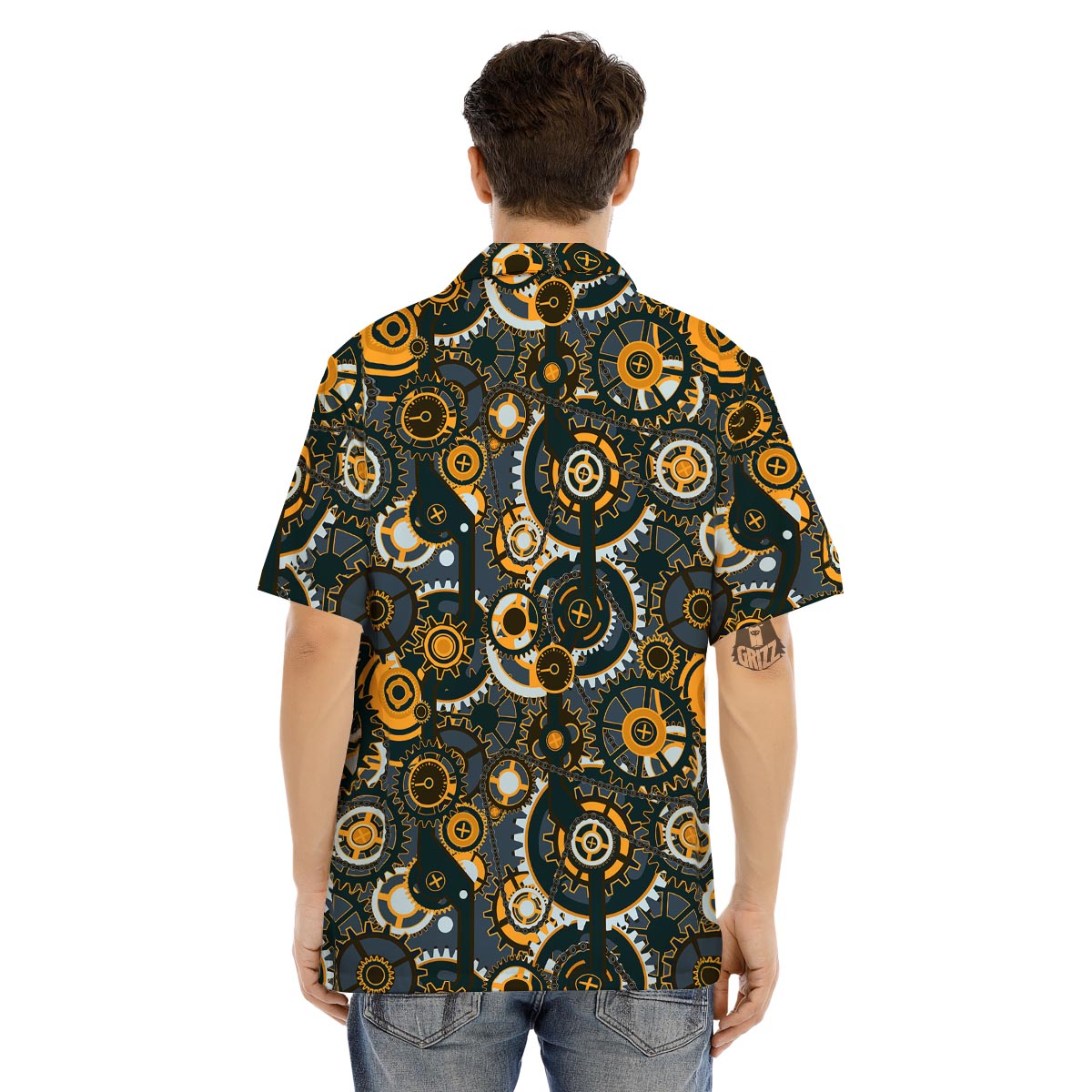 Steampunk Gears Print Pattern Men's Hawaiian Shirt-grizzshop