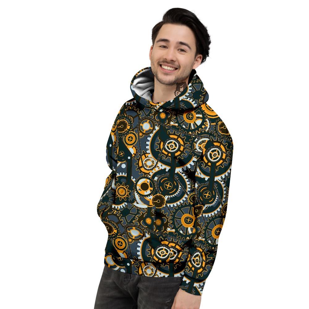 Steampunk Gears Print Pattern Men's Hoodie-grizzshop