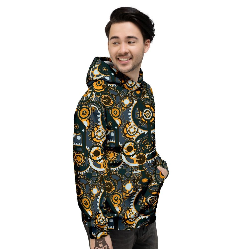 Steampunk Gears Print Pattern Men's Hoodie-grizzshop