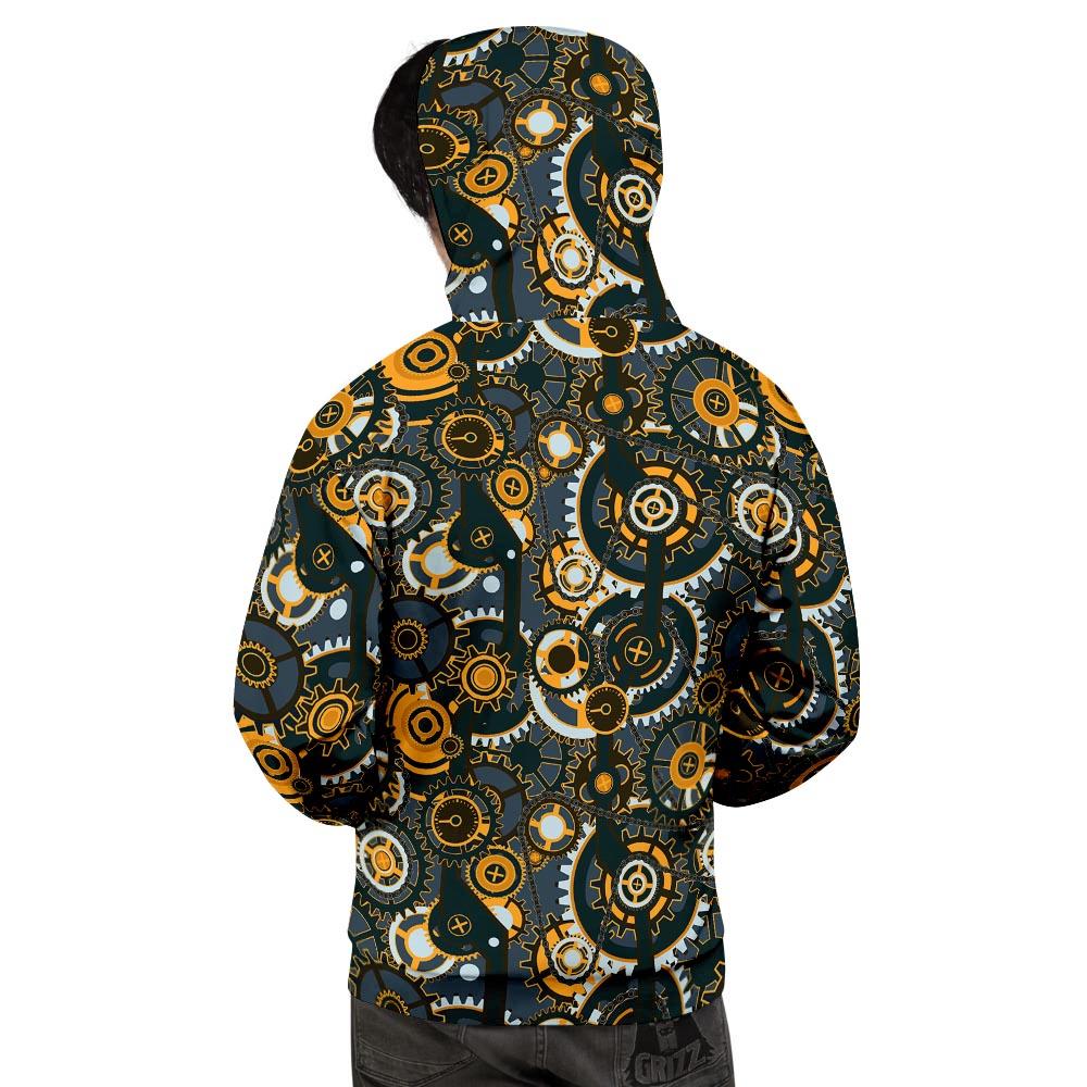 Steampunk Gears Print Pattern Men's Hoodie-grizzshop