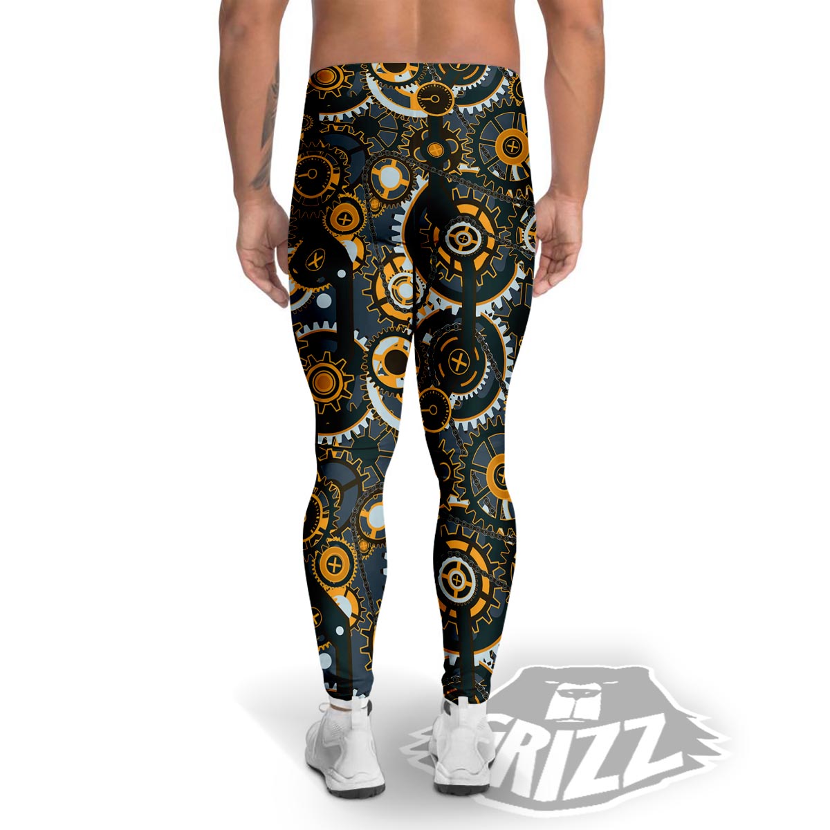 Steampunk Gears Print Pattern Men's Leggings-grizzshop