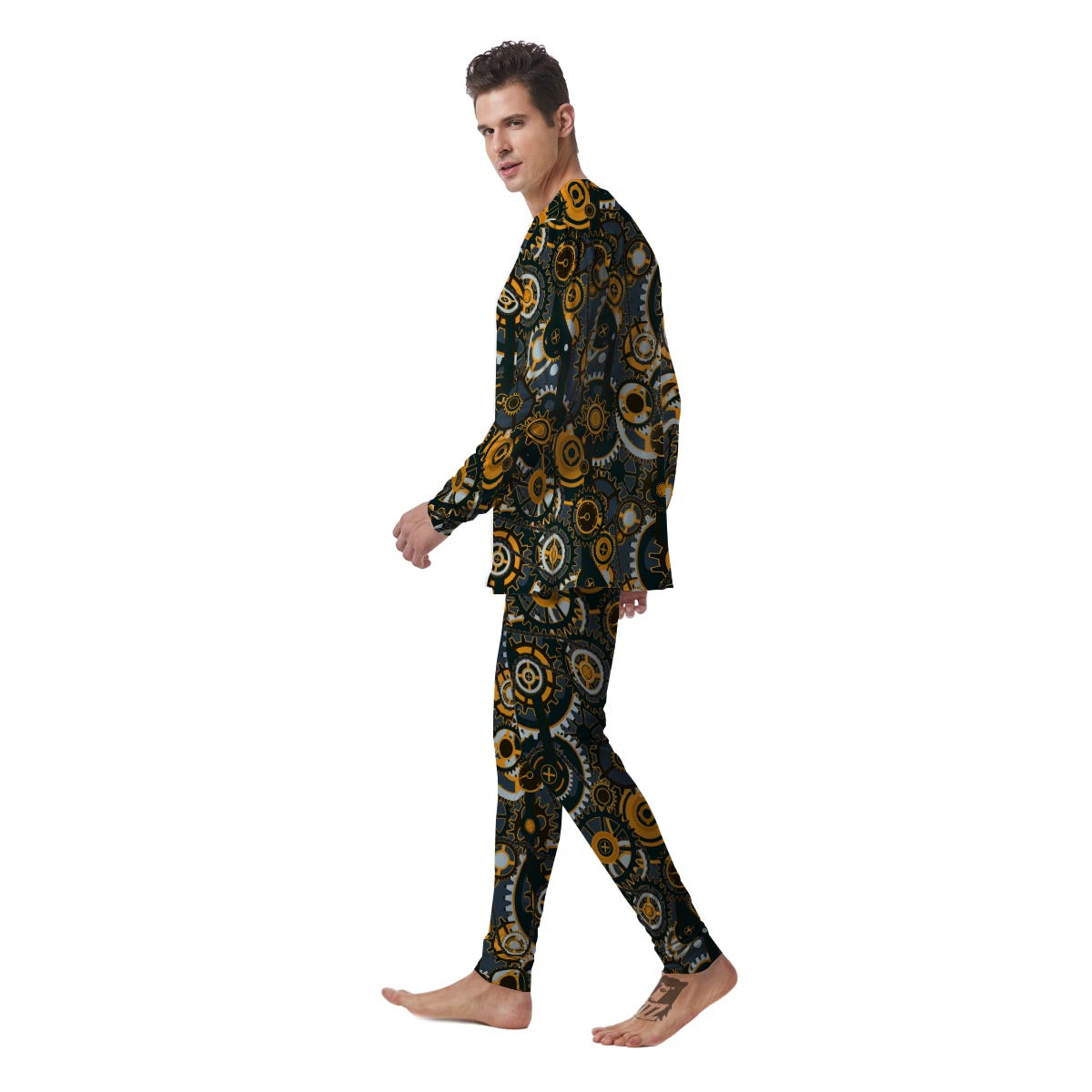 Steampunk Gears Print Pattern Men's Pajamas-grizzshop
