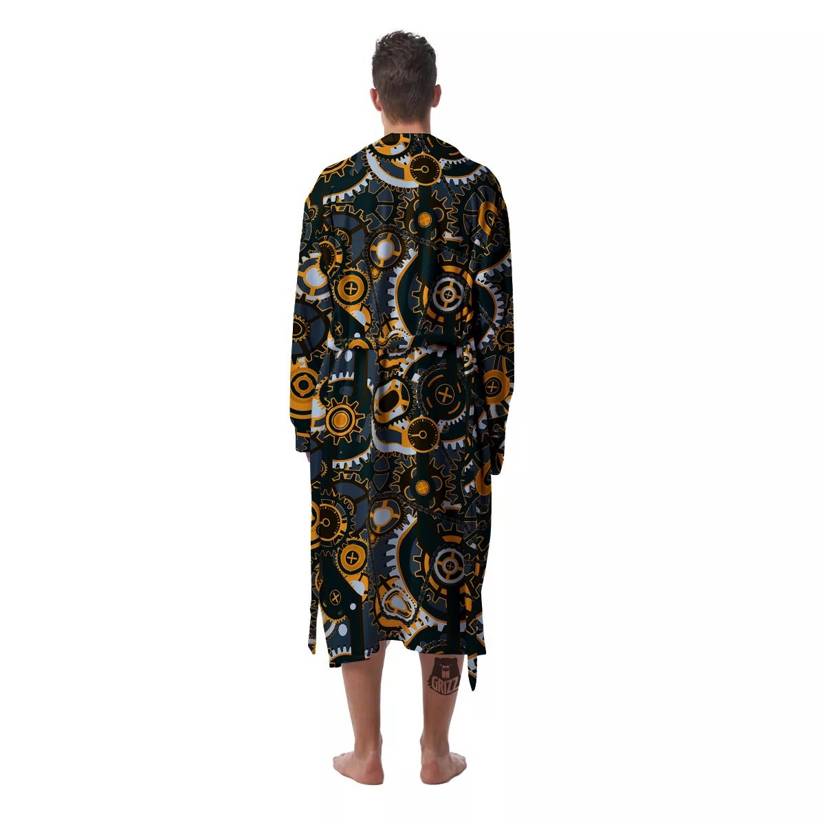 Steampunk Gears Print Pattern Men's Robe-grizzshop
