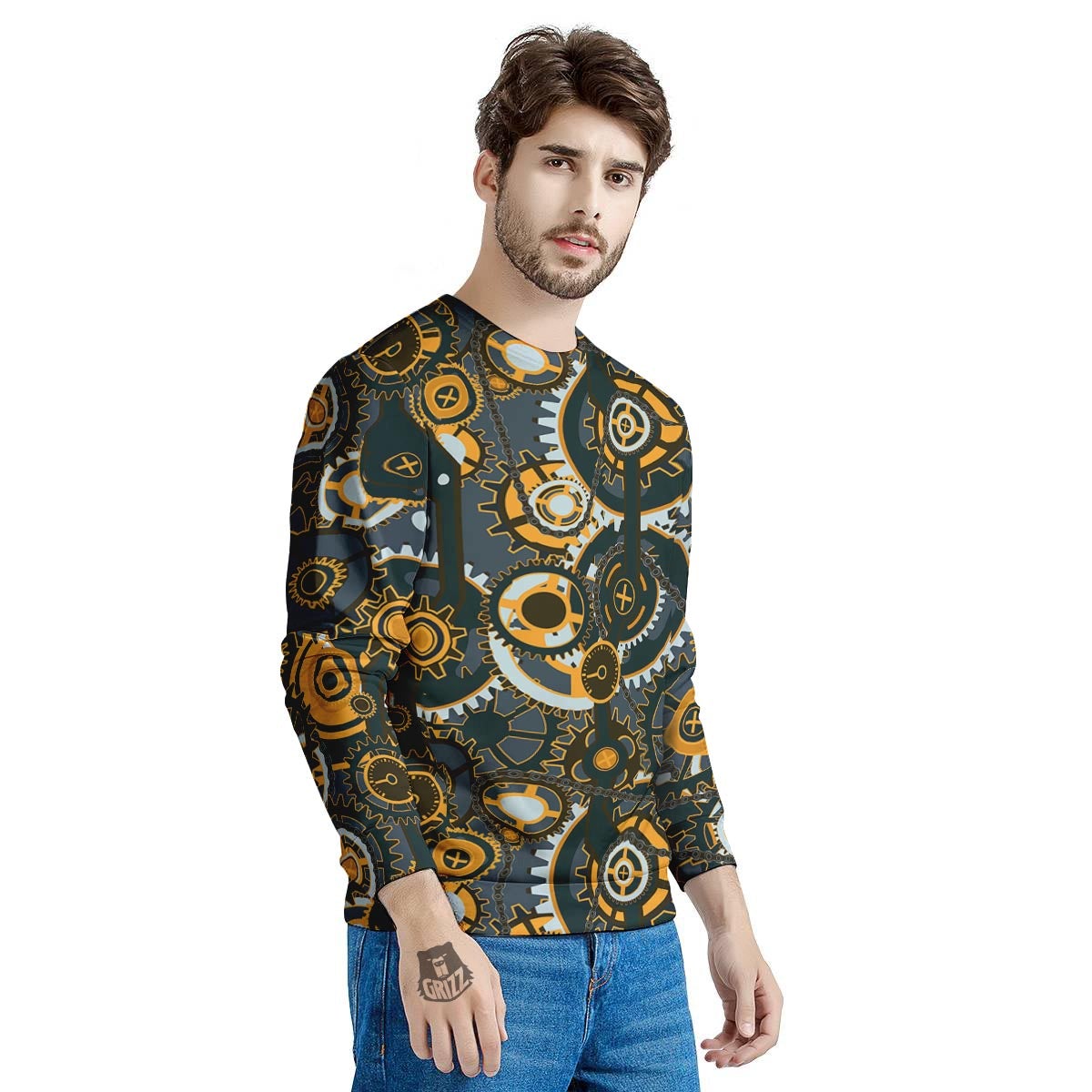 Steampunk Gears Print Pattern Men's Sweatshirt-grizzshop
