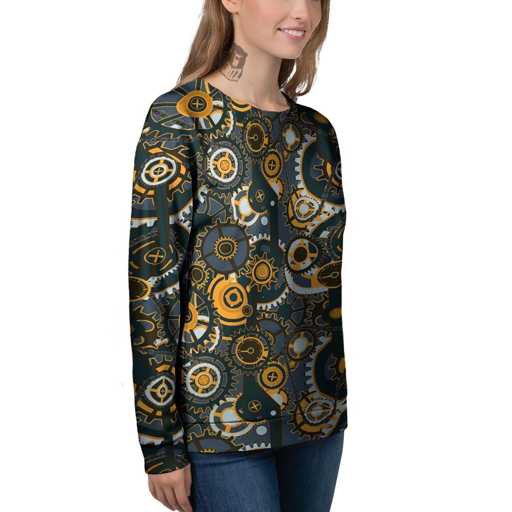 Steampunk Gears Print Pattern Women's Sweatshirt-grizzshop