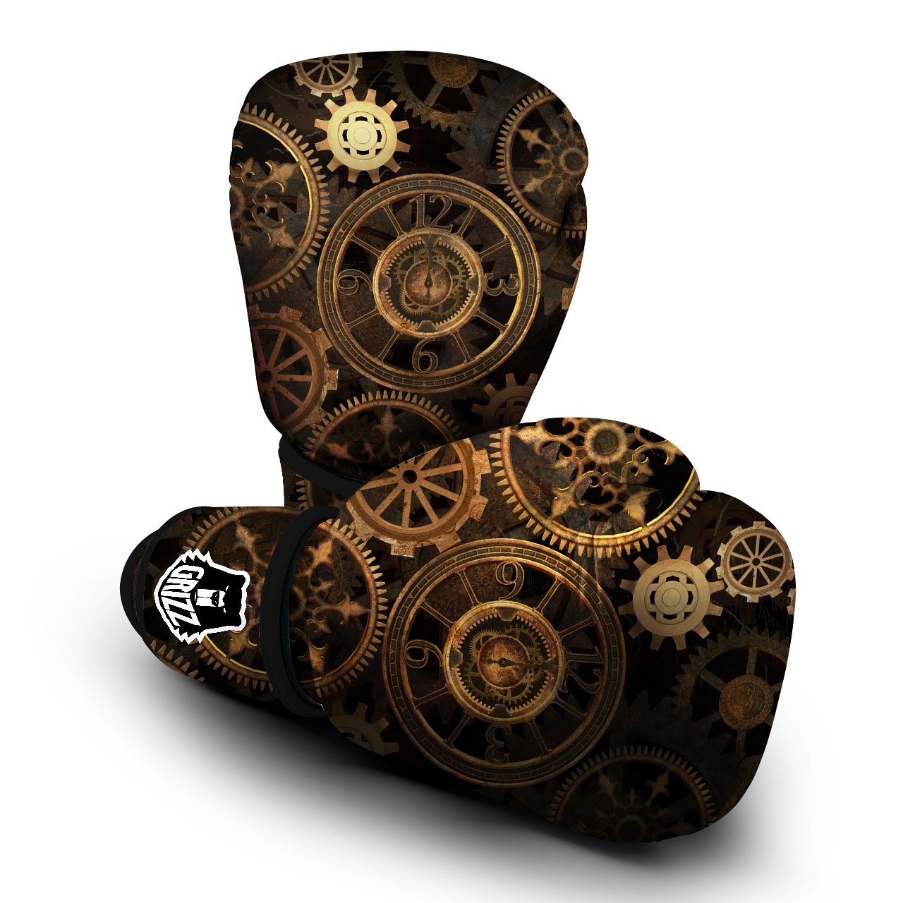 Steampunk Gears Vintage Print Boxing Gloves-grizzshop
