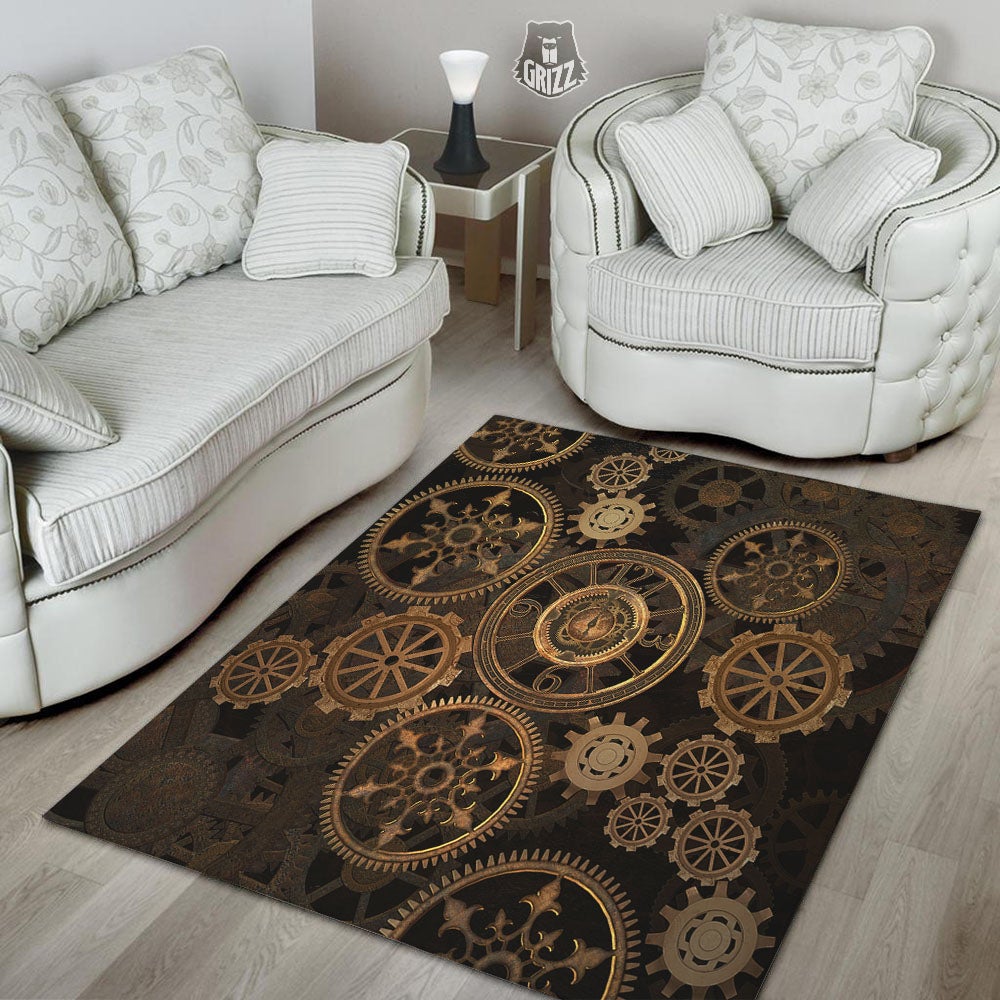 Steampunk Gears Vintage Print Floor Mat-grizzshop