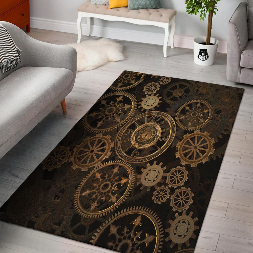 Steampunk Gears Vintage Print Floor Mat-grizzshop