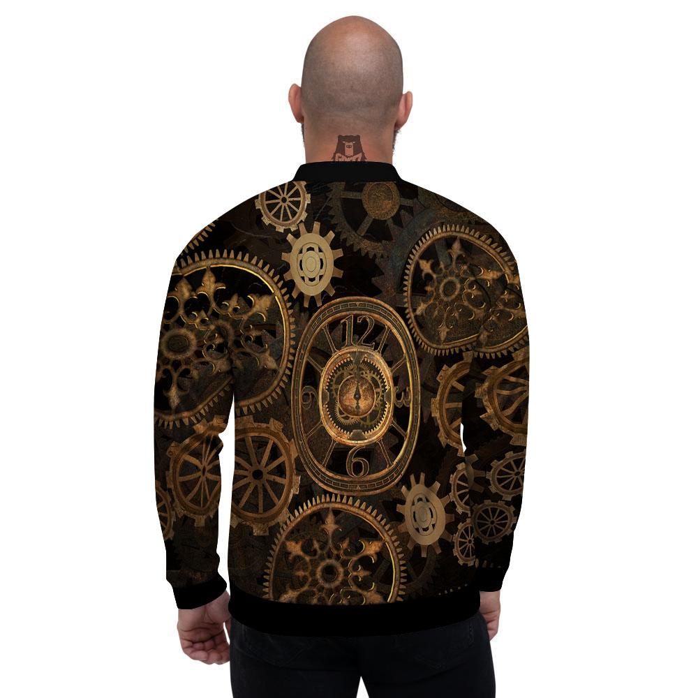 Steampunk Gears Vintage Print Men's Bomber Jacket-grizzshop