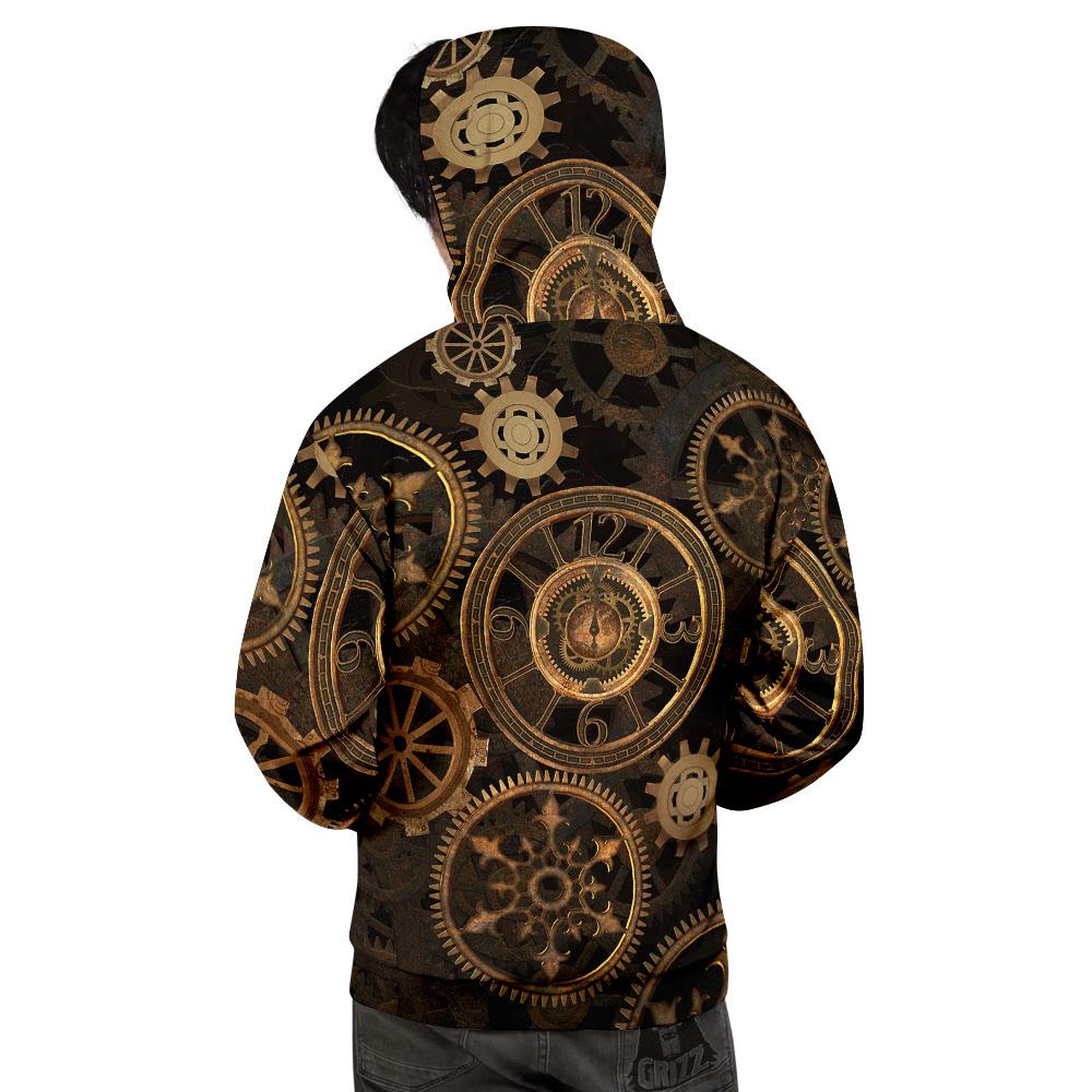 Steampunk Gears Vintage Print Men's Hoodie-grizzshop