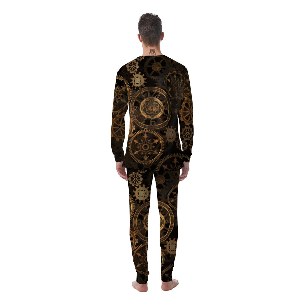 Steampunk Gears Vintage Print Men's Pajamas-grizzshop
