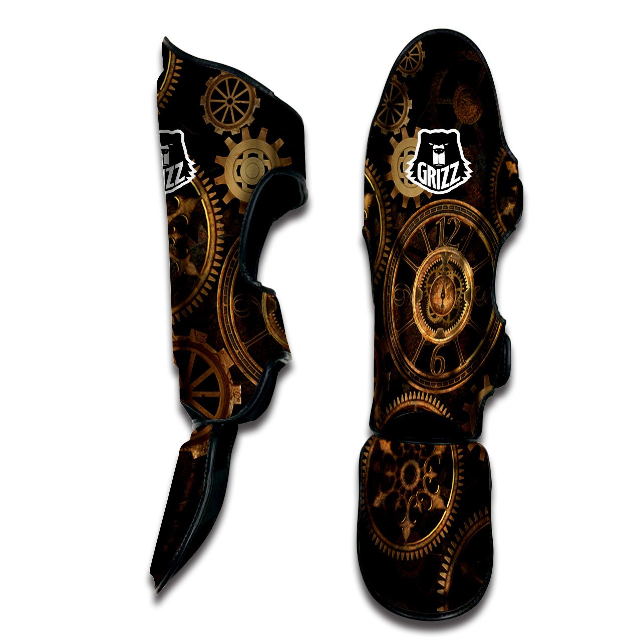 Steampunk Gears Vintage Print Muay Thai Shin Guards-grizzshop