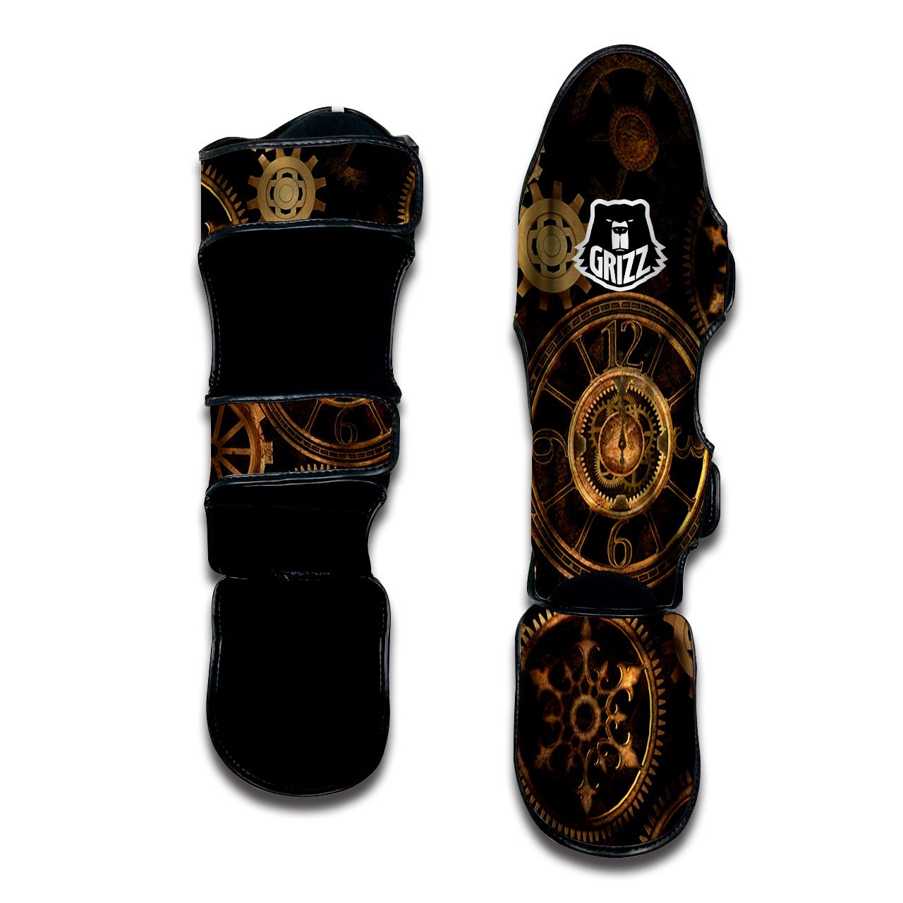 Steampunk Gears Vintage Print Muay Thai Shin Guards-grizzshop