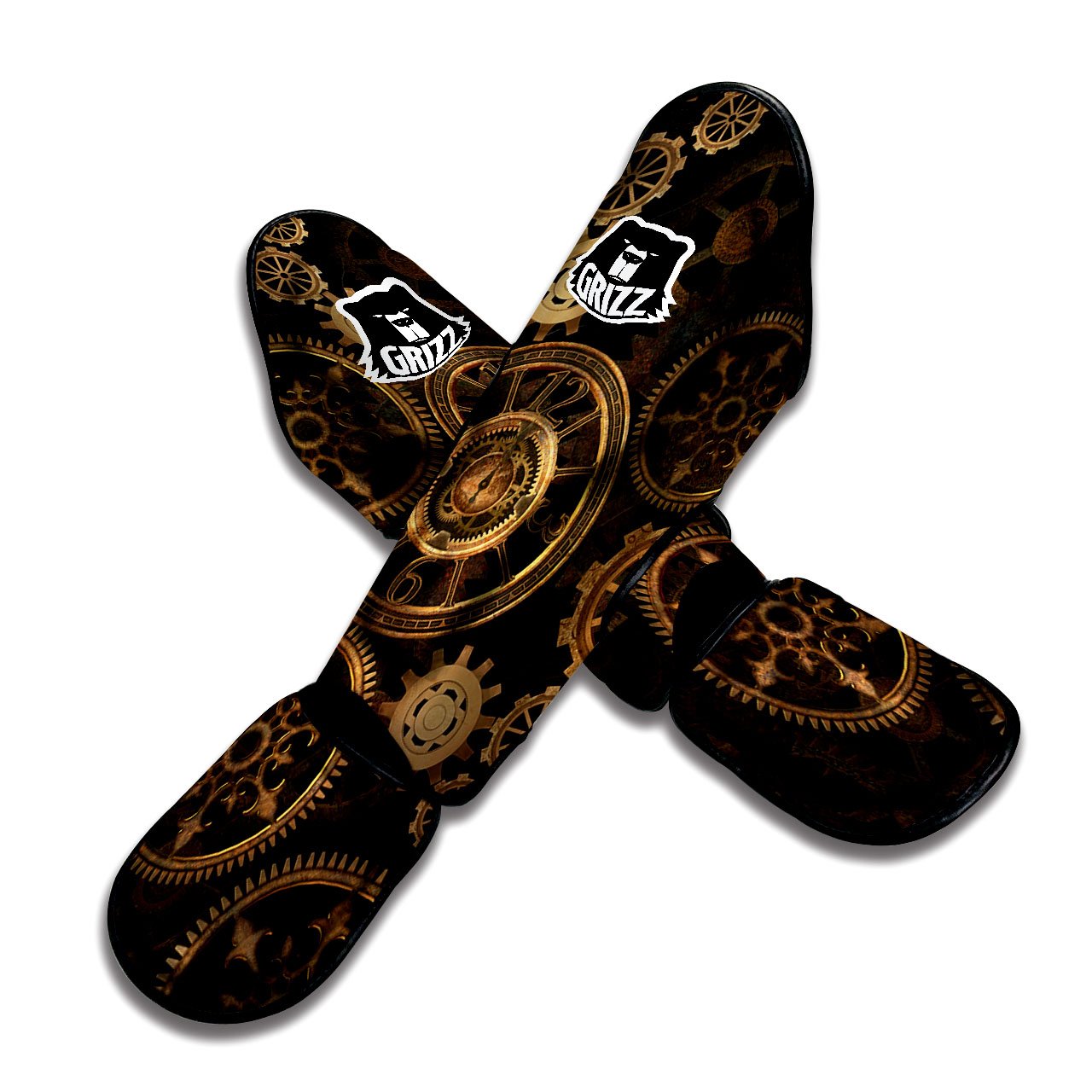 Steampunk Gears Vintage Print Muay Thai Shin Guards-grizzshop