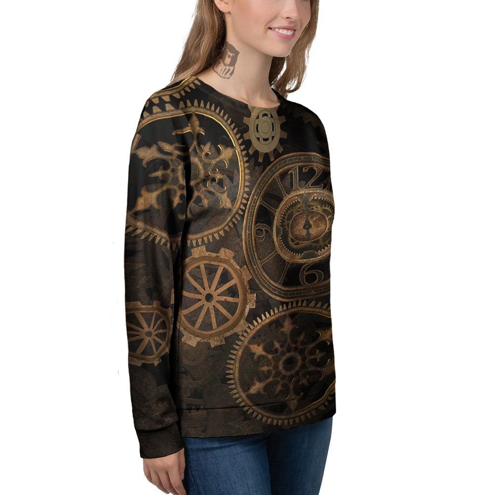 Steampunk Gears Vintage Print Women's Sweatshirt-grizzshop