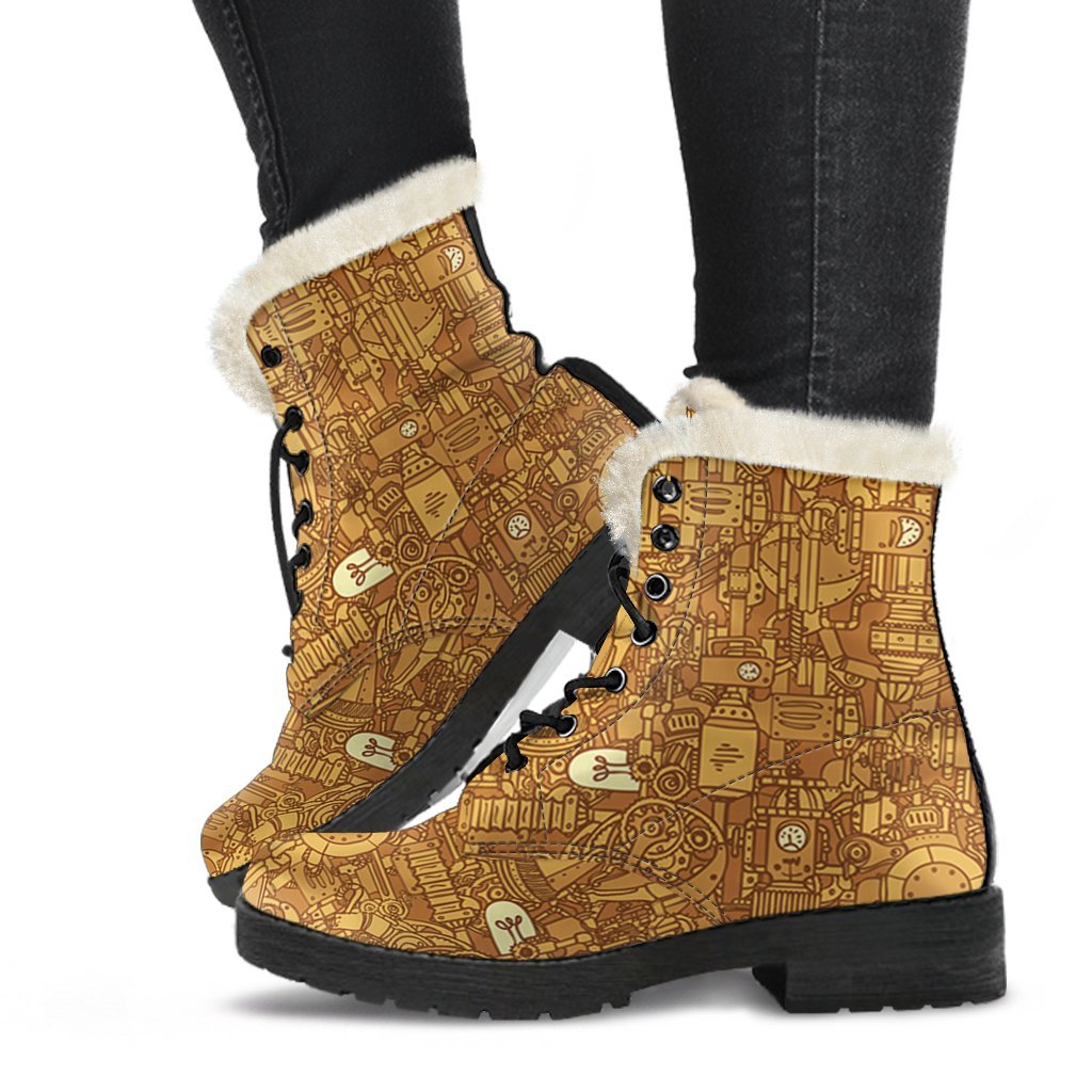 Steampunk Pattern Print Comfy Winter Boots-grizzshop