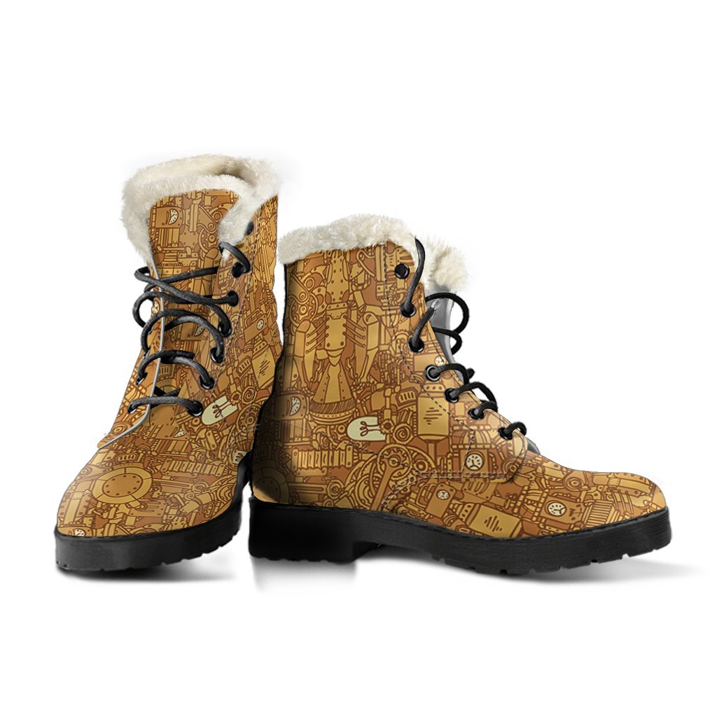 Steampunk Pattern Print Comfy Winter Boots-grizzshop