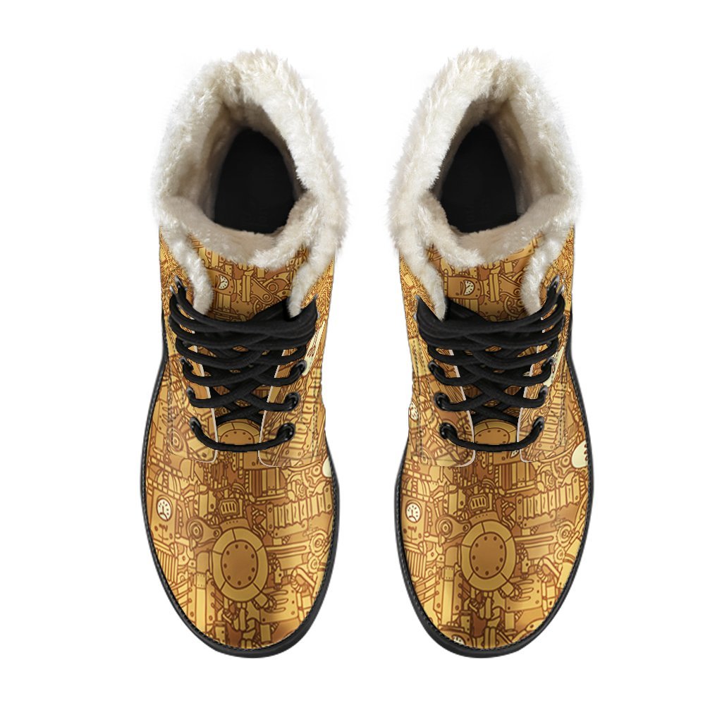 Steampunk Pattern Print Comfy Winter Boots-grizzshop