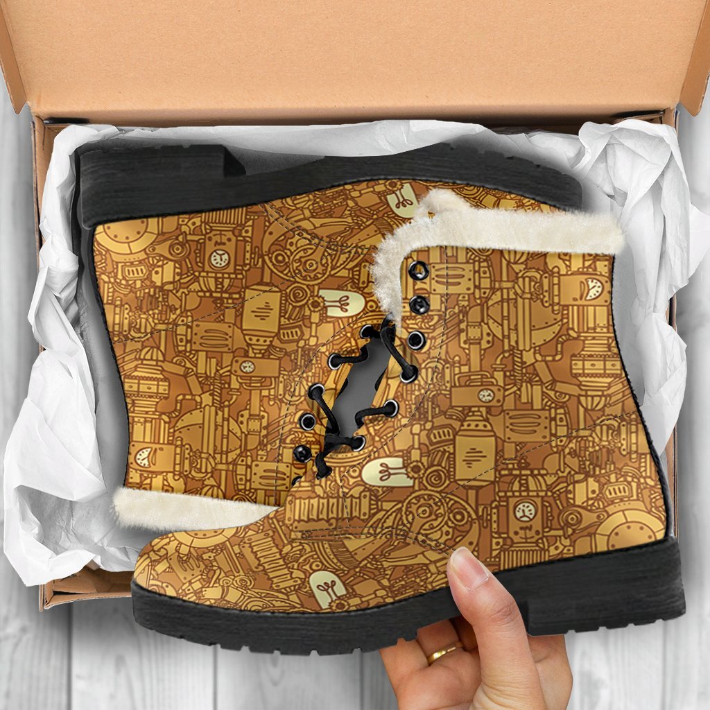 Steampunk Pattern Print Comfy Winter Boots-grizzshop