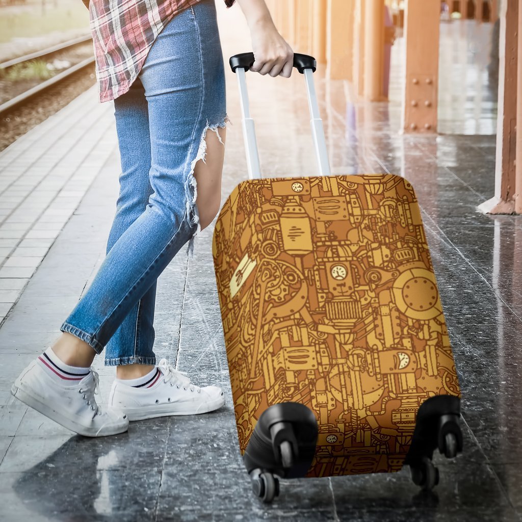 Steampunk Pattern Print Luggage Cover Protector-grizzshop