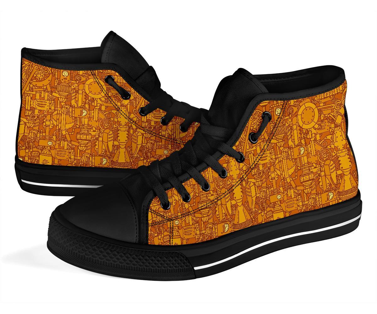 Steampunk Pattern Print Men Women's High Top Shoes-grizzshop