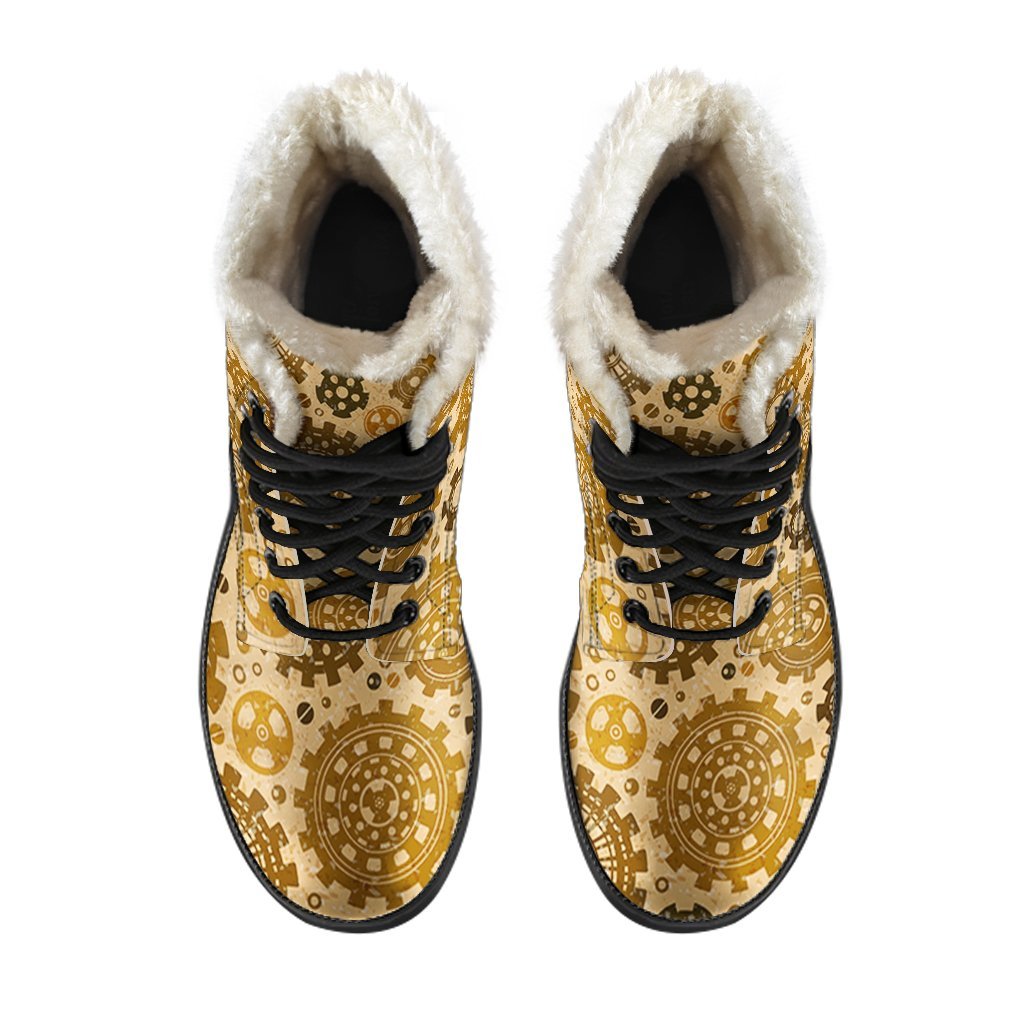 Steampunk Print Pattern Comfy Winter Boots-grizzshop