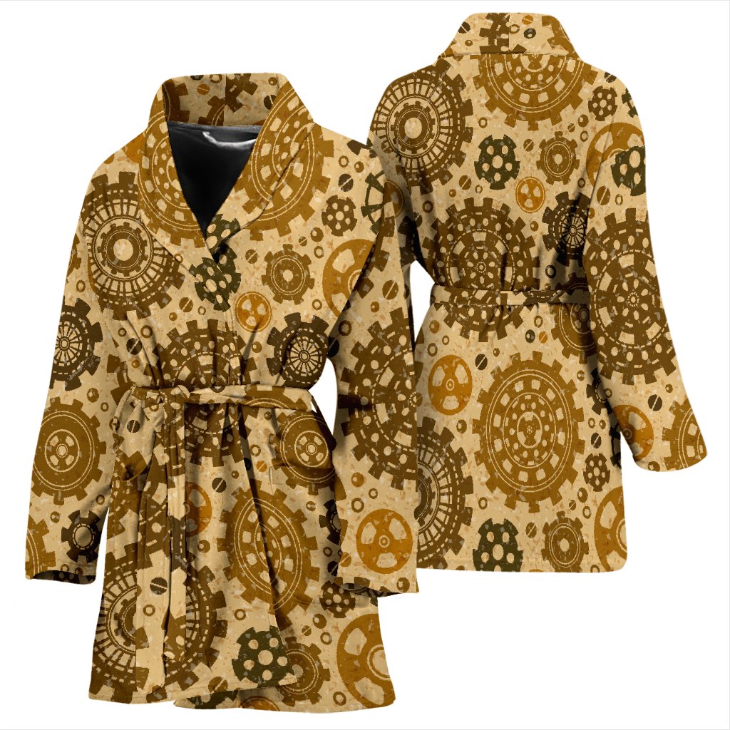 Steampunk Print Pattern Print Women Long Robe-grizzshop