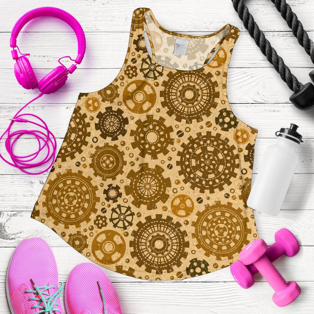 Steampunk Print Pattern Women's Racerback Tank Tops-grizzshop