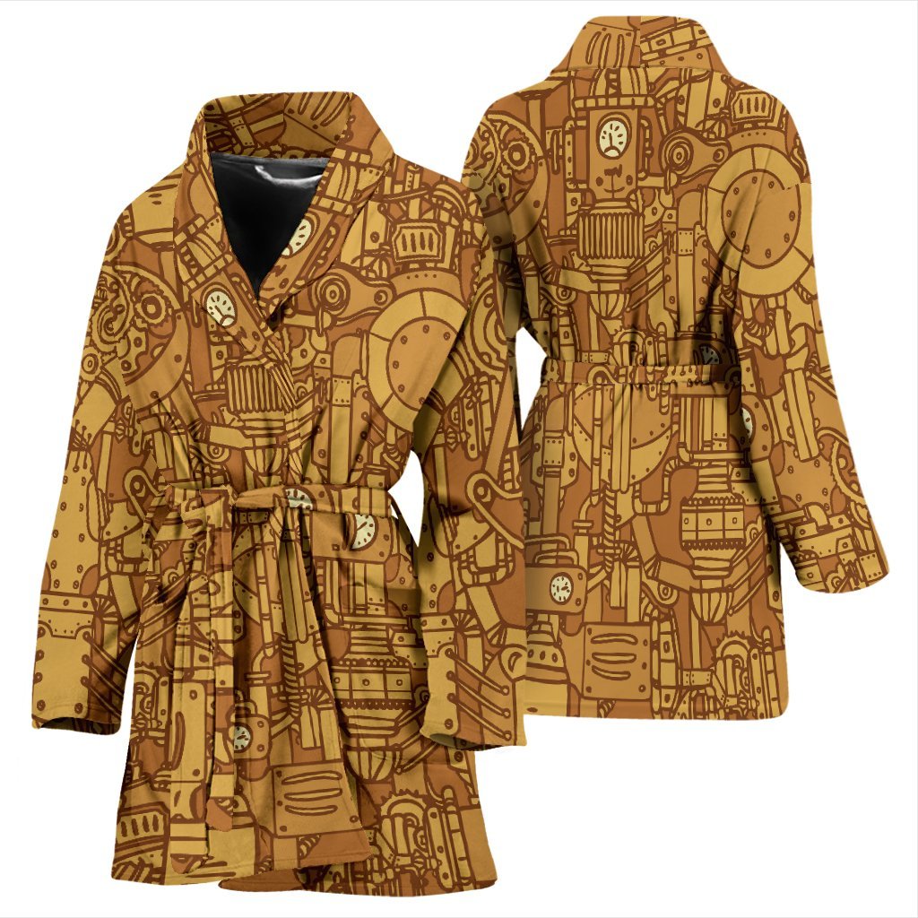 Steampunk Pattern Print Women Long Robe-grizzshop