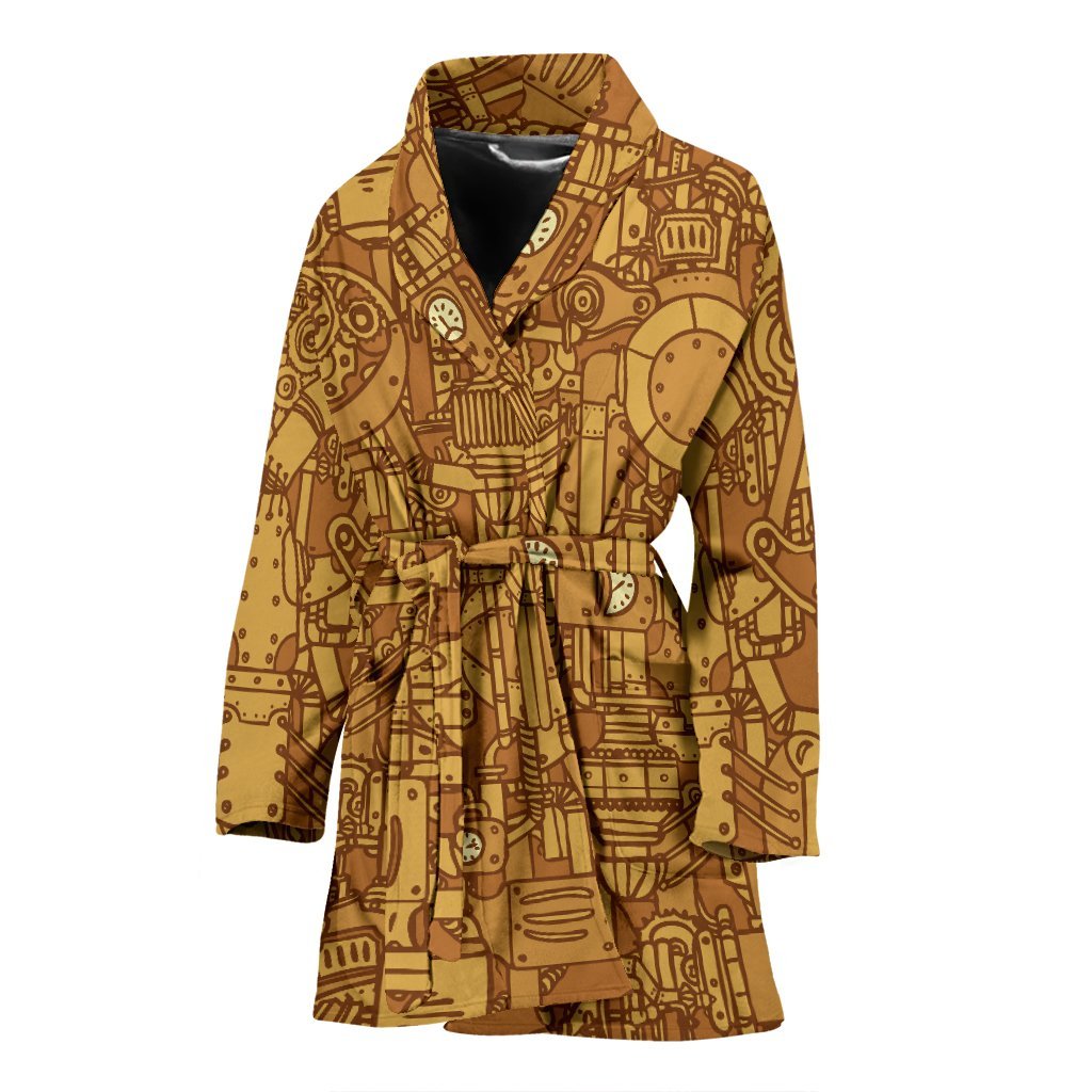 Steampunk Pattern Print Women Long Robe-grizzshop