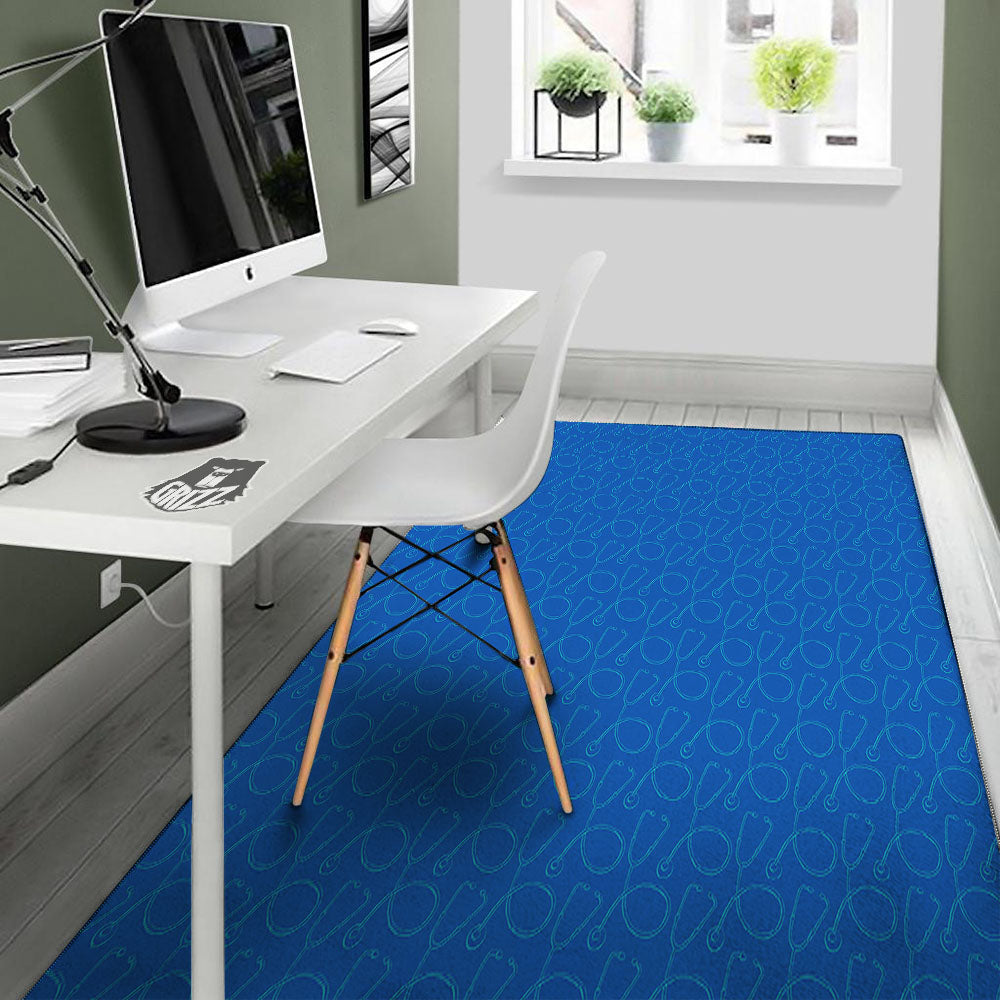 Stethoscope Blue Print Pattern Floor Mat-grizzshop