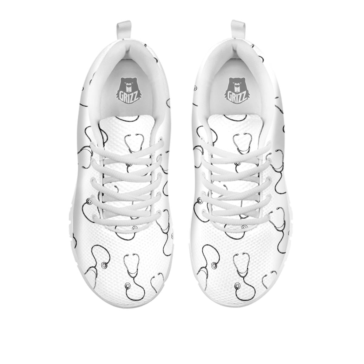 Stethoscope Sign Print Pattern White Sneaker-grizzshop