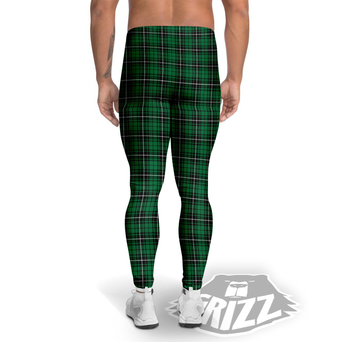 Stewart Tartan Green Print Men's Leggings-grizzshop