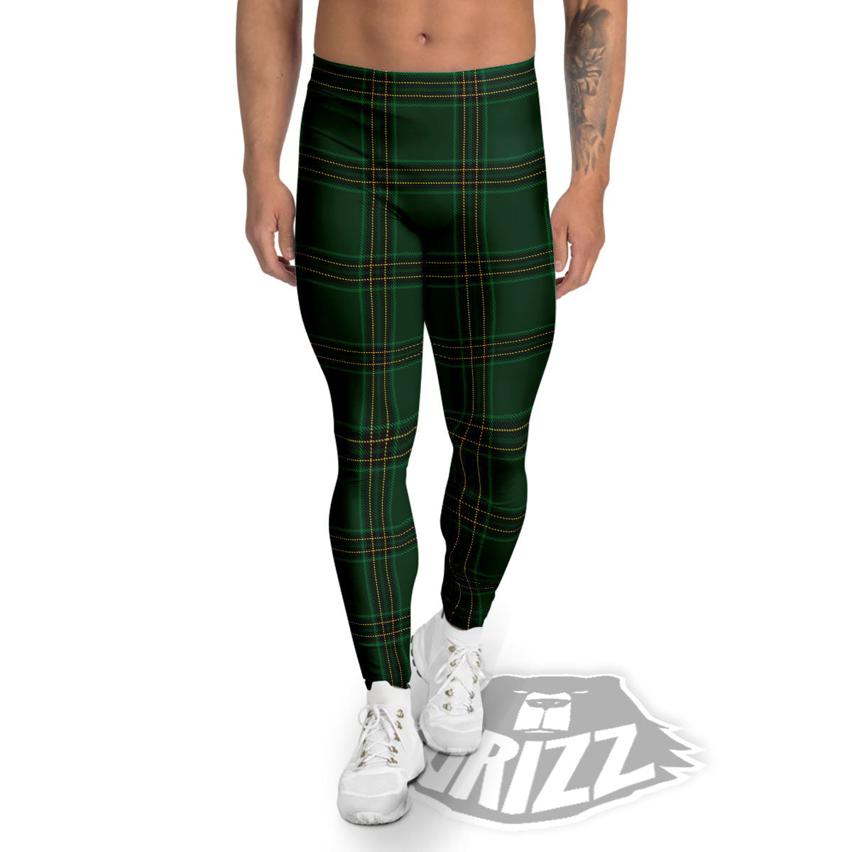Stewart Tartan Green Print Pattern Men's Leggings-grizzshop