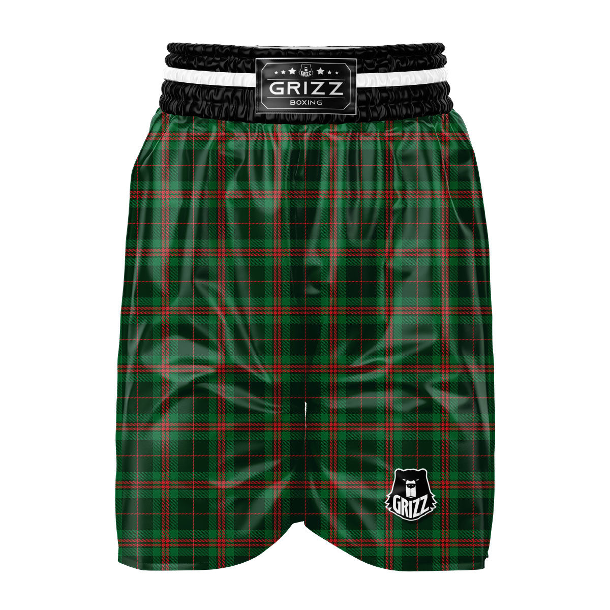 Stewart Tartan Red And Green Print Boxing Shorts-grizzshop