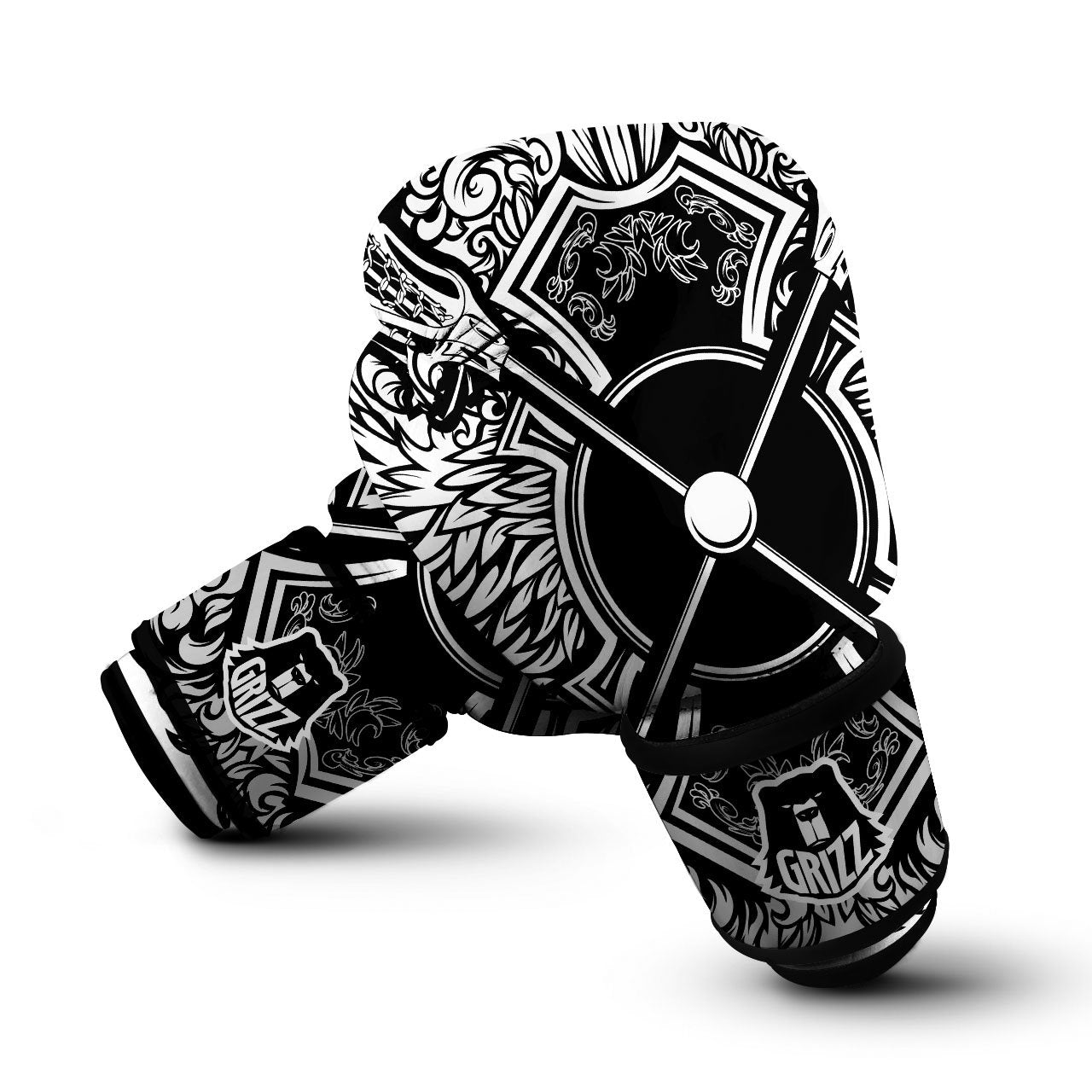 Sticks Lacrosse Ornate Wing Print Boxing Gloves-grizzshop