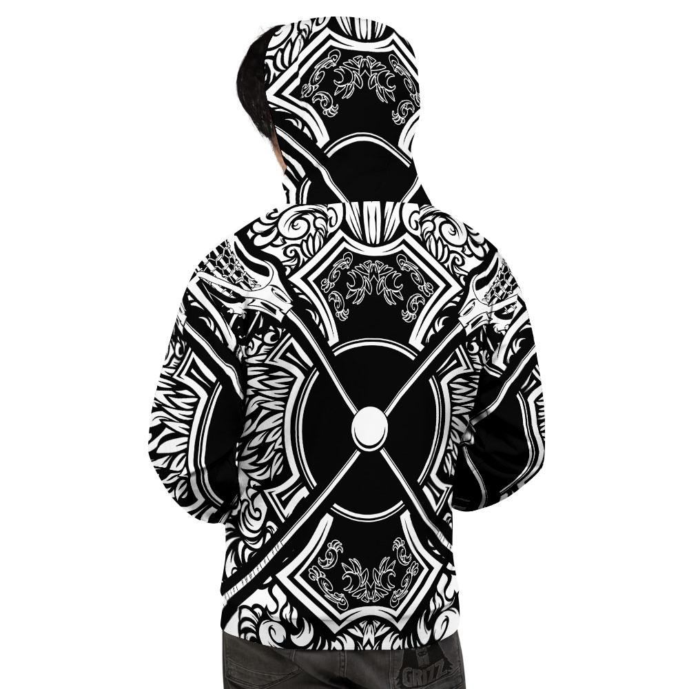 Sticks Lacrosse Ornate Wing Print Men's Hoodie-grizzshop