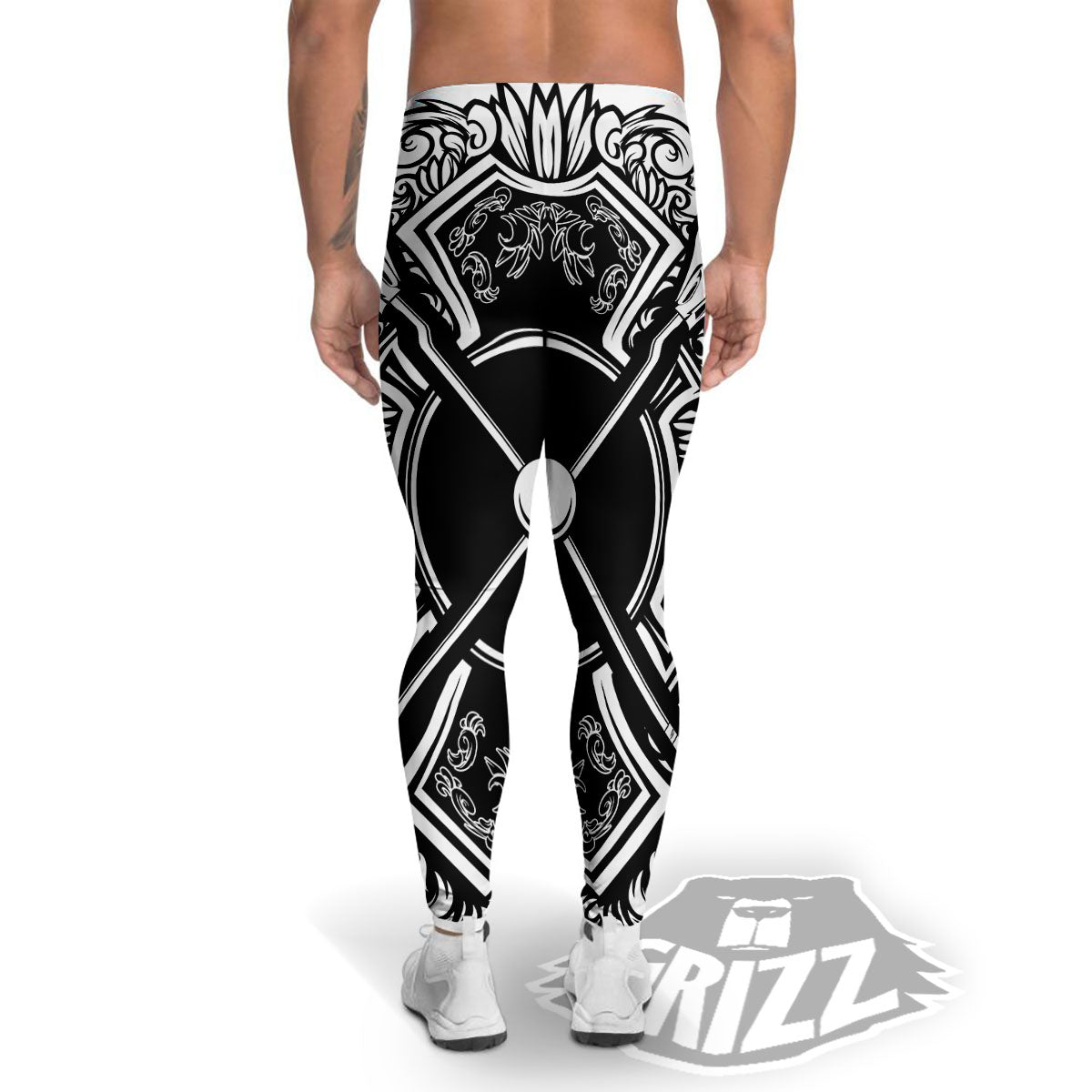Sticks Lacrosse Ornate Wing Print Men's Leggings-grizzshop