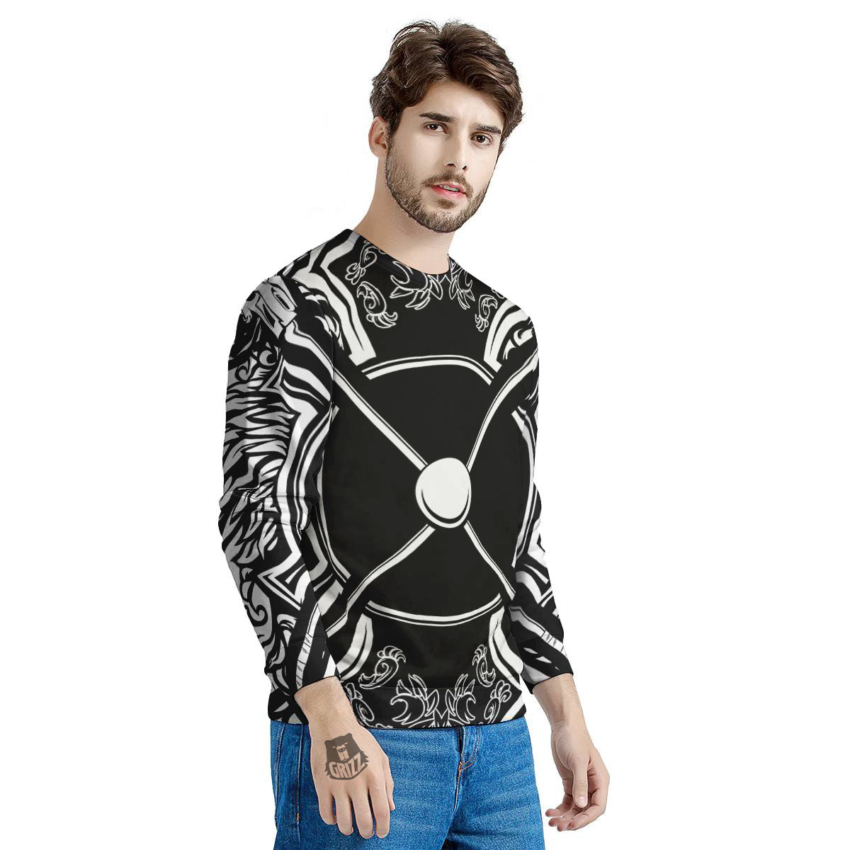 Sticks Lacrosse Ornate Wing Print Men's Sweatshirt-grizzshop