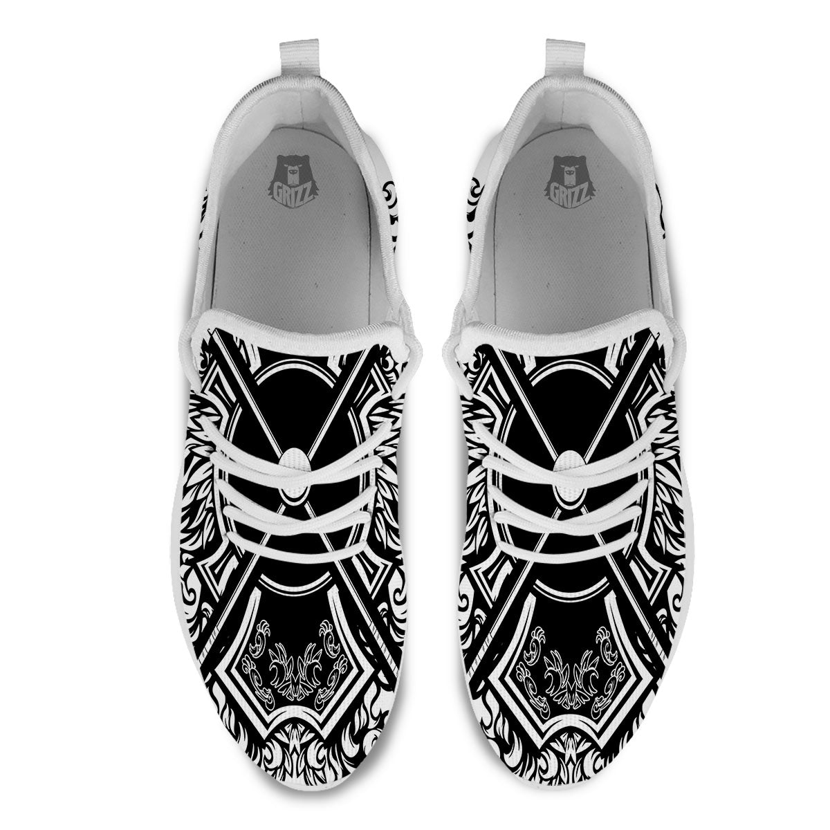 Sticks Lacrosse Ornate Wing Print White Athletic Shoes-grizzshop