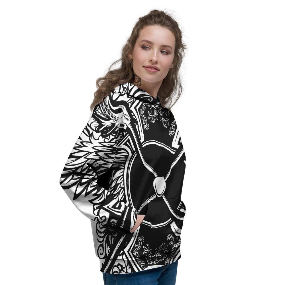 Sticks Lacrosse Ornate Wing Print Women's Hoodie-grizzshop