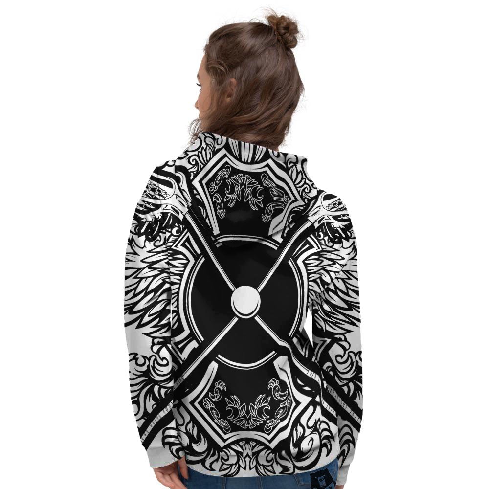Sticks Lacrosse Ornate Wing Print Women's Hoodie-grizzshop